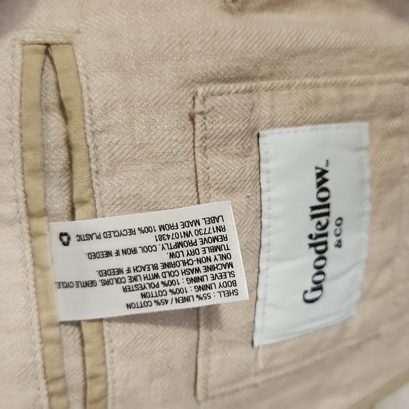 Goodfellow & Co Men's Taupe Patch Pocket Button Front Linen Blend Blazer Size M - Picture 16 of 16